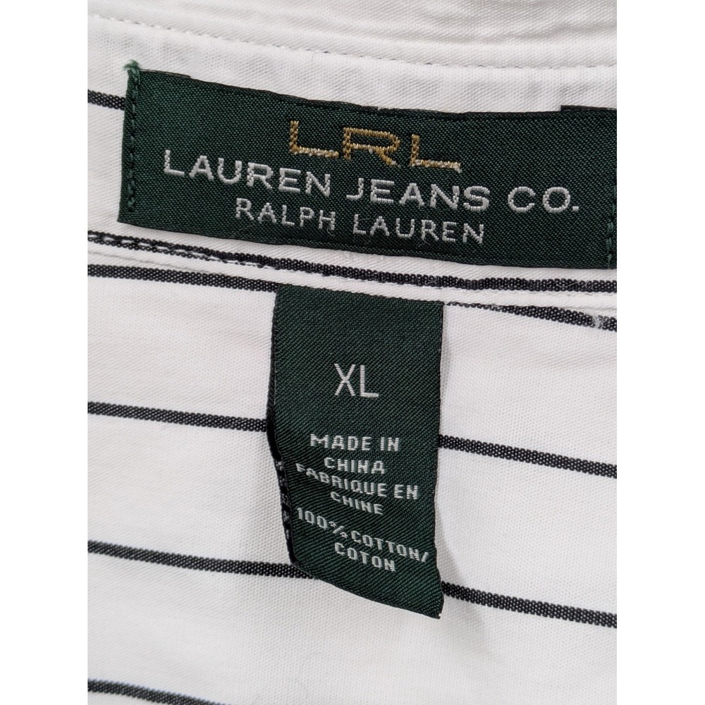 Lauren Jeans Co. Shirt Womens XL White Stripe Button Up Long Sleeve Cotton - Picture 4 of 8
